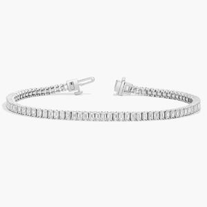 14K White <b>Gold</b> Rhodium Plated Emerald Cut Lab Grown Diamond Prong <b>Set</b> Tennis Bracelet IGI Certified Luxury Gift Jewelry for - Product Image 2