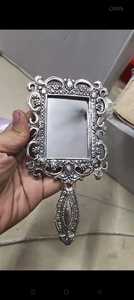 German Silver Hand <b>Mirror</b> Antique Floral Carved Decorative Vanity <b>Mirror</b> with Ornate Handle for Makeup Grooming Wedding Gift - Product Image 2