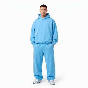 Men's Fleece Tracksuit Long Sleeve <b>Drop</b> Shoulder Sweat Tracksuit Casual Drawstring Waist Pullover Baggy Oversize Tracksuit Men's - Product Image 6