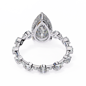Bague de fiançailles en platine avec diamant taille poire et diamants latéraux, certifiée GIA, bijoux classiques pour femmes - Product Image 3