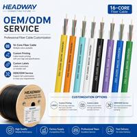 Kabel Serat Optik Trunk HEADWAY FCS-DSCN-4M016-AQ Indoor 16 Core OM4 Multimode PBT dengan Jaket PVC untuk Kabel LAN Pusat Data