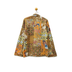 Indien fait à la main Vintage coton Patchwork matelassé Blazer veste pour femmes rayure imprimé Outwear Unique Style bohème ajusté - Product Image 6