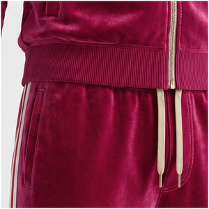 Ensemble de survêtement bordeaux pour homme, manches longues, col montant, fermeture éclair sur le devant, logo, couleur unie, respirant, coupe décontractée, vêtement d'automne - Product Image 5