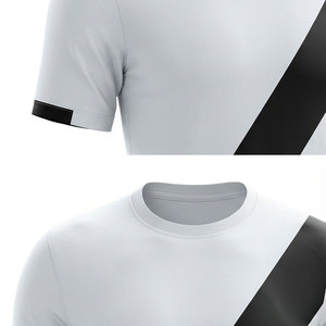 Ensemble de maillots de football personnalisés sublimés pour hommes, blanc et noir avec rayures diagonales, 100% polyester, respirant, manches courtes, uniformes - Product Image 5
