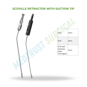 Retractor Scoville con punta de succión 8FR 5mm 8mm, instrumento quirúrgico para columna vertebral, para retracción y aspiración de fluidos - Product Image 2