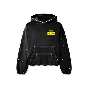 Sudadera Corta Gris Eking con Detalles de Pedrería, Logotipo Frontal, Estilo Urbano Otoñal para Hombre - Product Image 4