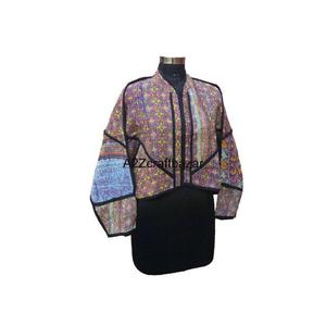 เสื้อแจ็คเก็ตกุดารีทำมือสำหรับผู้หญิง ผ้าฝ้ายหนานุ่มสไตล์อินเดีย หลากสี วินเทจ ผ้าฝ้ายคันธาแท้ 100% ลายชนเผ่า - Product Image 3