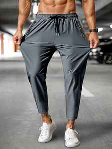 Pantalon de sport pour homme, taille élastique, pantalon de jogging et de course pour homme avec poches zippées, respirant, séchage rapide, pantalon de survêtement - Product Image 6