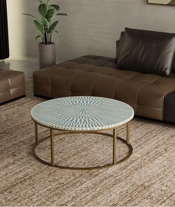 Beautiful Pattern Modern Eco-Friendly Handmade Imitation Bone Inlay <b>Round</b> Stool <b>Console</b> <b>Table</b> Dining Room F S International - Product Image 3