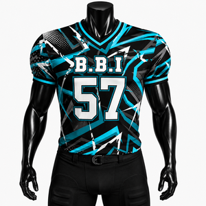 Tenue de football américain personnalisée rouge, noir et blanc, rembourrée, grande taille, manches courtes, anti-humidité, col en V, sublimée, haute qualité - Product Image 4
