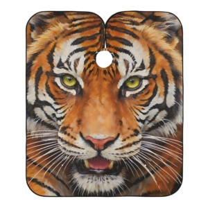 Capa de Peluquería con Estampado de Tigre, Poliéster Resistente al Agua, Bata de Barbería con Cuello Ajustable con Broches - Product Image 1