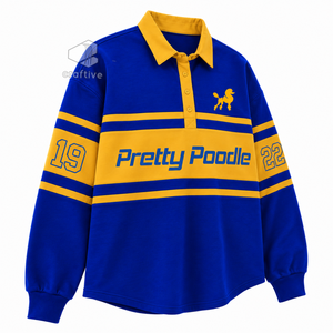 Sigma Gamma Rho Sorority <b>Women's</b> <b>Striped</b> Pique Rugby Shirt Color Block <b>Long</b> <b>Sleeve</b> Polo Collar Pullover Embroidered Graphic <b>Top</b> - Product Image 2