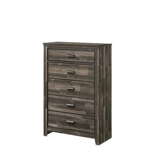 Rustico contemporaneo cinque cassetti di stoccaggio 1pc marrone finitura in legno camera da letto mobili - Product Image 2