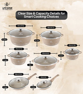 Ensemble complet d'ustensiles de cuisine antiadhésifs en granit avec couvercles, poignées de poêle amovibles, ensemble de cuisine pratique et luxueux - Product Image 2