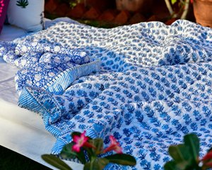 Indian Floral Block Print 300tc Pure Cotton Handcrafted Reversible Bedding <b>Set</b> Bohemian Style Washable Breathable Sustainable - Product Image 5