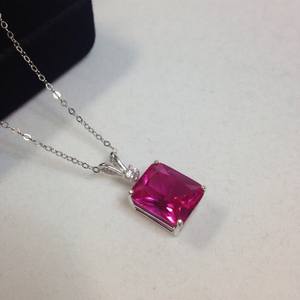 Collar Vintage de Plata de Ley con Zafiro Rosa Brillante Corte Esmeralda, Diseño de Estrella y Eslabones de Agua Dulce, Joyería de Herencia para el Día de San Valentín - Product Image 4