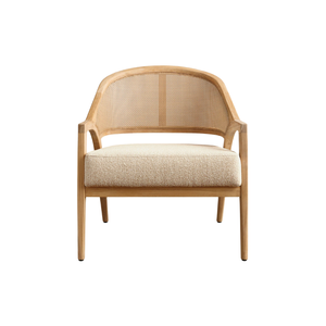 Luxury Solid Teak <b>Outdoor</b> Lounge Chair Natural <b>Rattan</b> Woven Backrest and Plush Cushion Scandinavian Style Resort Furniture - Product Image 2