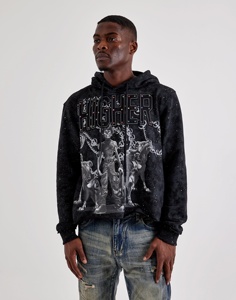 Sweat à capuche délavé à l'acide 430 g/m² en molleton bouclette vierge avec effet vieilli et doublure gaufrée pour homme - Product Image 1