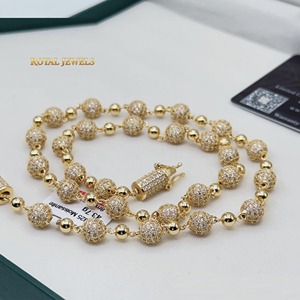 Collar de Cadena de Eslabones con Bolas de Moissanita Personalizado, Plata 925, Bañado en Rodio, Joyería Hip Hop para Hombres y Mujeres, Regalo de Boda - Product Image 1