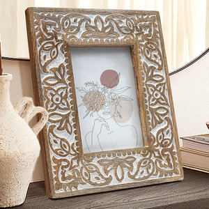 Handmade <b>Wooden</b> Rectangular Photo <b>Frame</b> Ornate Carved Tabletop Decorative <b>Picture</b> <b>Frame</b> 5x7 Inches Vertical - Product Image 4