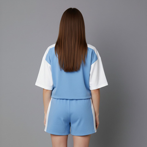 Nouvel ensemble décontracté d'été pour femme, 100 % coton, 2 couleurs, 2 pièces, respirant, avec logo personnalisé imprimé en sérigraphie, coupe ample - Product Image 6