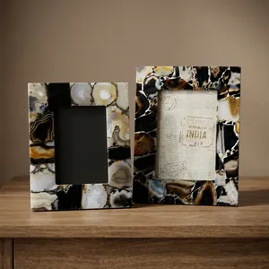 Handmade Marble Agate Quartz Photo <b>Frame</b> Rectangular Tabletop Display Luxury Home Office Decorative Gift Picture Holder - Product Image 4