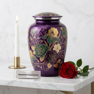 Premium Cremation Urn for Human Ashes Adult Handcrafted <b>Large</b> Metal Funeral Memorial Metal <b>Jar</b> Custom Colour Ashes Holder Vessel - Product Image 1