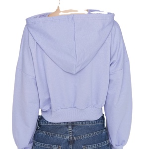 เสื้อฮู้ดสวมหัวแขนยาวแบบสั้นของผู้หญิงผ้าฟลีซนุ่มน้ำหนักเบาแฟชั่นกันรอยยับระบายอากาศได้ดีดีไซน์แบบทึบ - Product Image 6