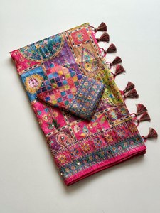 Sari en soie Dola Royal Mirror Muse, Sari en soie Dola Aari Mirror Elegance, Sari en soie Jari Jacquard Heritage, Sari Regal Reflection - Product Image 3