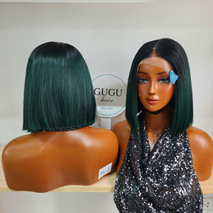 Cabello Vietnamita al por Mayor Corto 5x5 para Cierre de Encaje Bob 150% Densidad Doble Trama Encaje Transparente Borgoña Vino Negro para Mujeres - Product Image 4