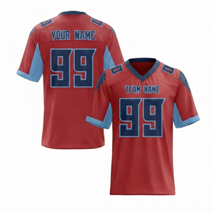 เสื้อฟุตบอลอเมริกันแบบสั่งทำ ผ้าฝ้าย 100% พิมพ์ลายแบบซับลิเมชั่น ระบายอากาศได้ดี แห้งเร็ว แขนสั้น แบบสวม ไซส์ใหญ่ สำหรับผู้ใหญ่ ทั้งชายและหญิง - Product Image 1