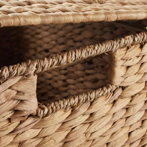 Meuble de rangement roulant en jacinthe d'eau tressée à la main, organiseur de fichiers naturel avec couvercle et roulettes, rangement pour bureau à domicile du Vietnam - Product Image 6