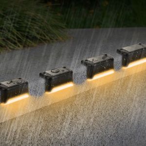 4 Luces LED Solares para Escalones, Impermeables IP55, con Sensor de Anochecer al Amanecer, Lámparas para Cercas, Iluminación Exterior para Jardín - Product Image 2