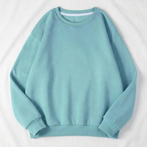 Sweat-shirt en molleton de coton épais doublé, coupe oversize unisexe, vert, col rond, coupe ample, pour l'hiver, style streetwear - Product Image 2