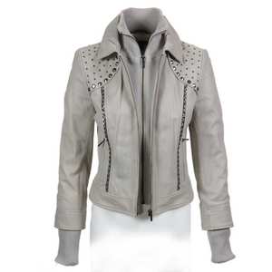 Chaqueta de Cuero Genuino Personalizada de la Mejor Calidad para Mujer, Estilo Invernal de Manga Larga, Último Lanzamiento, Chaqueta con Tachuelas para Mujer - Product Image 2