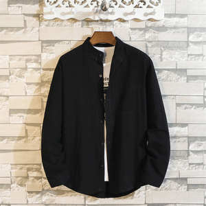 <b>Summer</b> Breathable Knitted <b>Linen</b> Cotton Satin Casual Anti-Wrinkle Plain Dyed Full Sleeve Men's <b>Shirt</b> - Product Image 4