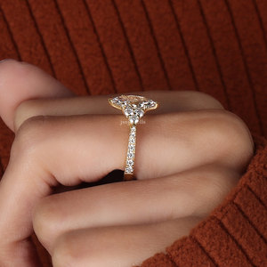 แหวนหมั้นเพชรเม็ดเดี่ยวทรงมาร์คีส์ 2.50 กะรัต ทองคำแท้ 14K เพชรเพาะเลี้ยงในห้องปฏิบัติการ รับรองโดย IGI - Product Image 2