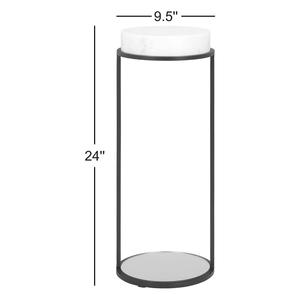Table d'appoint au profil fin avec plateau rond surélevé, structure à double support et base stable, espace idéal pour les bars - Product Image 4
