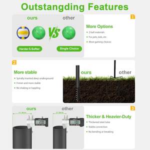 Juego de Tetherball para exteriores de servicio pesado con bola de poste portátil y cuerda para diversión familiar y juegos deportivos en el patio trasero - Product Image 5