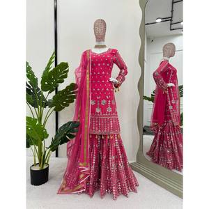 ชุดปาร์ตี้ชุดท็อปและล่างสุดสวยของผู้หญิงพร้อมชุด dupatta - Product Image 5