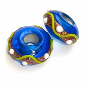 Cuentas de Cristal Azul al por Mayor, Cuentas Sueltas Hechas a Mano con Orificio Grande de 16-20 mm para Pulseras, Collares, Fabricación de Joyas y Decoración - Product Image 1