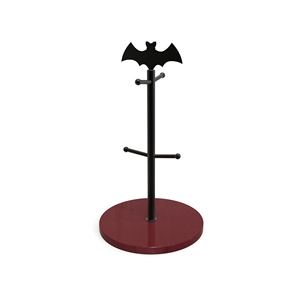 Support à tasses moderne en métal avec décoration en forme de chauve-souris, base ronde en bois, support sur pied pour rangement dans le salon, porte-tasses à café en bois - Product Image 2
