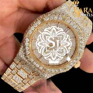 Sara Jewels Hip Hop Luxury Stainless Steel Fully Bust Quartz Analog Glass Watch Moissanite Diamond Black Dial 20mm Band Stylish - Product Image 2