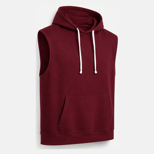 Sweat-shirt à capuche sans manches pour homme, blanc uni, en coton French Terry, coupe décontractée, avec poche, pour l'automne - Product Image 4