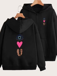 Sweat-shirts à capuche zippés pour femmes, en coton, personnalisables avec logo, vente en gros - Product Image 2