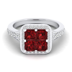 Bagues en argent sterling 925 avec pierres précieuses grenat et moissanite certifiées GRA, prix de gros REYES, bijoux fins pour femmes - Product Image 1