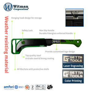 GETTA TOOLS M500 Industrial Grade Agriculture Tool Bush Sickle Billhook Brush Hook SK5 <b>Blade</b> <b>Sharpened</b> Edge Nylon Fiberglass TPR - Product Image 3