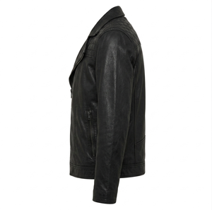 Blouson Bomber Homme en Cuir et Toile, Col Montant, Logo Frontal, Imperméable, Respirant, Tendance, Moderne, pour Clubs, Rendez-vous Décontractés, Streetwear - Product Image 4