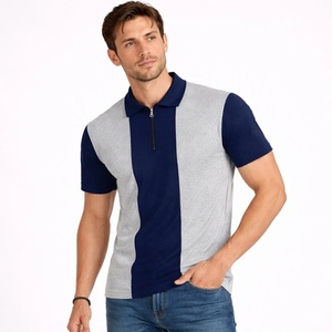 Chemise décontractée respirante pour homme à manches courtes en polyester tricoté coupe classique imprimé numérique bleu gris - Product Image 1