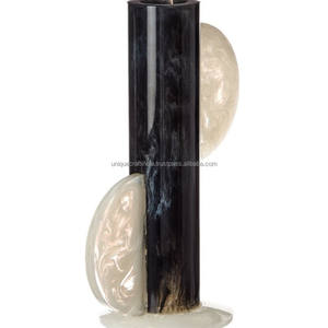 Jarrón de Resina Negro Moderno con Discos Decorativos de Perlas |   Jarrón Escultural Hecho a Mano para Decoración del Hogar Contemporánea - Product Image 1